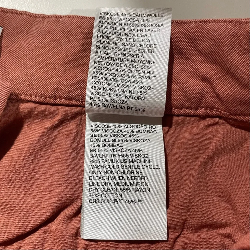 & Other Stories Relaxed Straight Leg Pleated Tailored Trousers Rust Red Size 4 - Picture 15 of 16